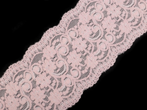 Elastická krajka / vsadka šíře 10 cm pudrová barva