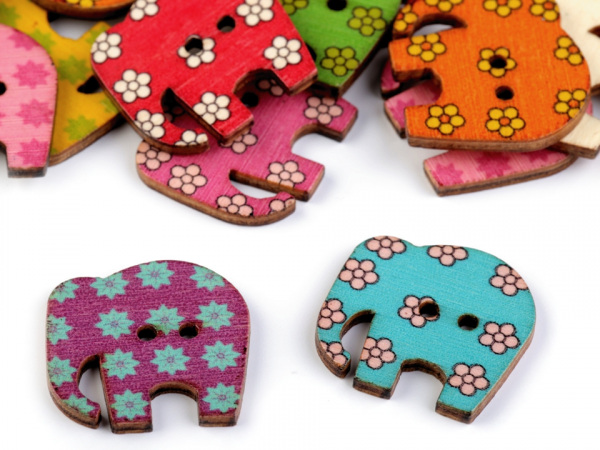 Dřevěný dekorační knoflík slon