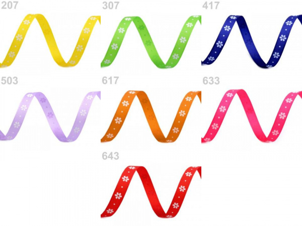 Taftová stuha s květy šíře 9 mm