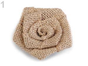 Textilní aplikace / nášivka jutový květ