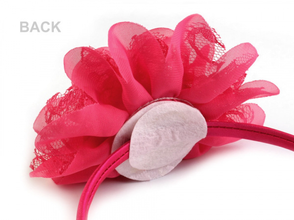 Saténová čelenka do vlasů s květem z krajky