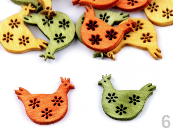 Dřevěná velikonoční slepička k nalepení