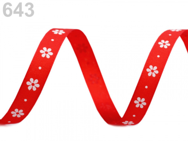 Taftová stuha s květy šíře 9 mm