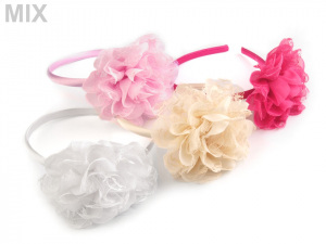 Saténová čelenka do vlasů s květem z krajky