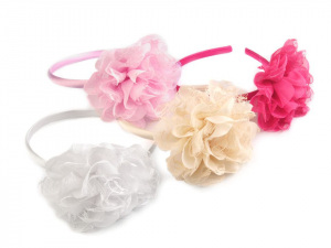 Saténová čelenka do vlasů s květem z krajky