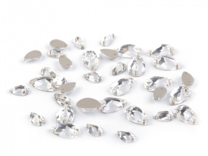 Broušené kamínky kapky našívací mix v lahvičce