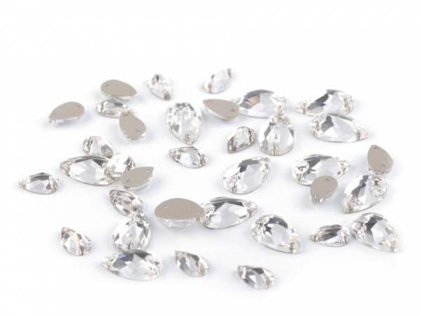 Broušené kamínky kapky našívací mix v lahvičce