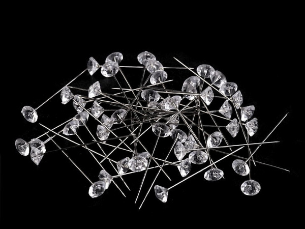 Nerezové ozdobné špendlíky délka 49 mm diamant