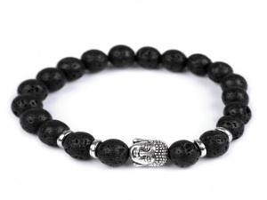Buddha náramek černá láva