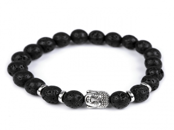 Buddha náramek černá láva