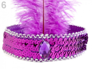 Karnevalová čelenka flitrová s peřím retro