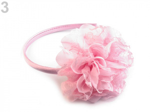 Saténová čelenka do vlasů s květem z krajky