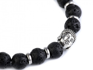 Buddha náramek černá láva