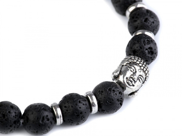 Buddha náramek černá láva