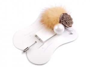 Ozdobný špendlík kožešinová bambule s květem