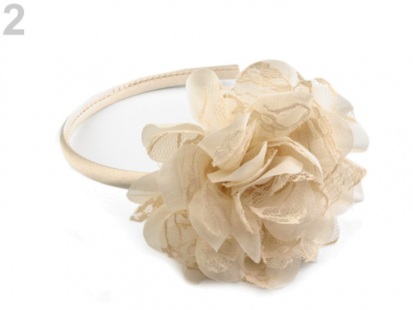 Saténová čelenka do vlasů s květem z krajky