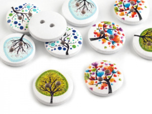 Dřevěný dekorační knoflík strom