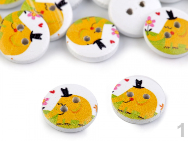 Dřevěný dekorační knoflík slon, sova