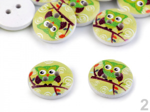 Dřevěný dekorační knoflík slon, sova