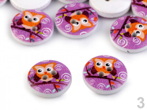 Dřevěný dekorační knoflík slon, sova