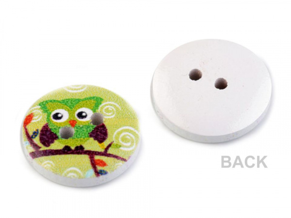 Dřevěný dekorační knoflík slon, sova