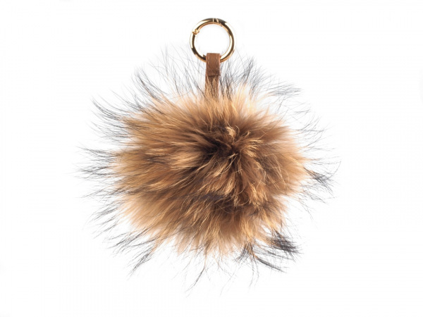 Kožešinová bambule na kabelku s karabinou z mývalovce