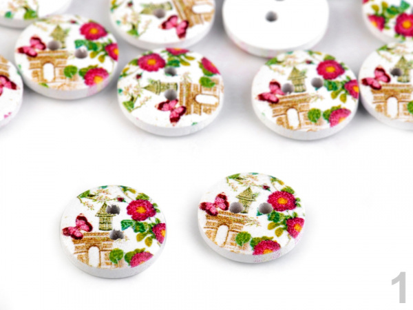 Dřevěný dekorační knoflík Paříž