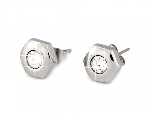 Náušnice s broušeným kamínkem z nerezové oceli