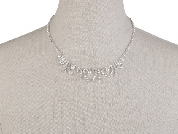 Svatební štrasová souprava s perlami - jablonecká bižuterie