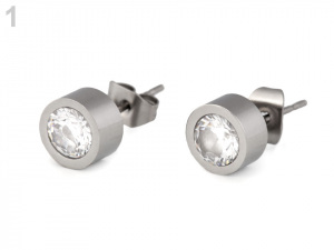 Náušnice s broušeným kamínkem z nerezové oceli