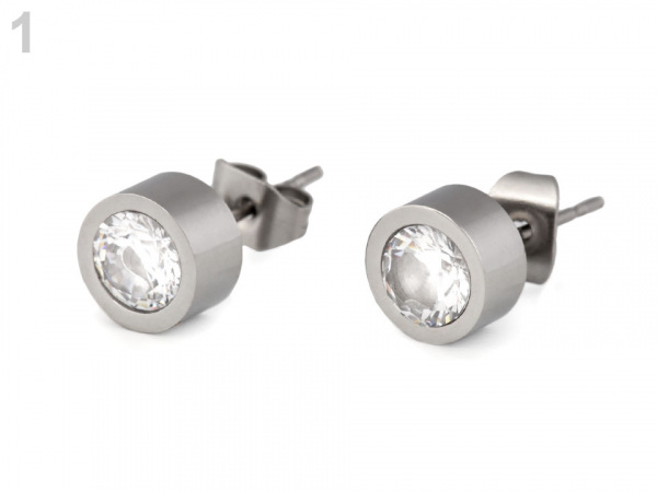 Náušnice s broušeným kamínkem z nerezové oceli