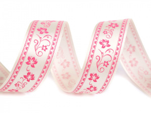 Saténová stuha květy šíře 25 mm