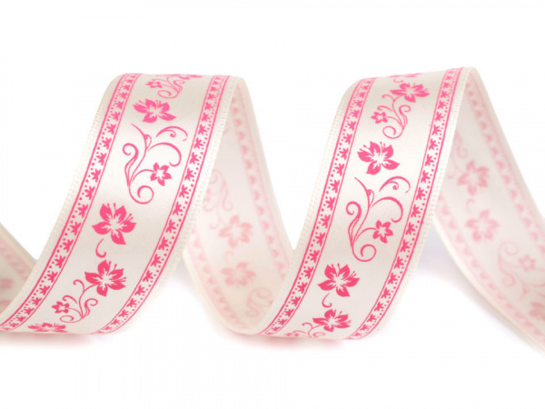 Saténová stuha květy šíře 25 mm