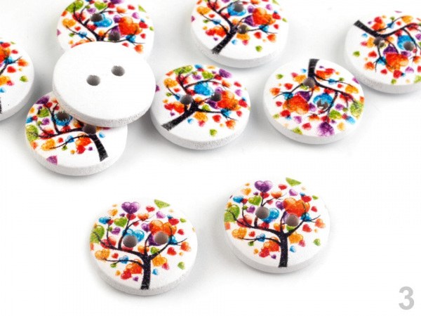 Dřevěný dekorační knoflík strom