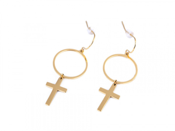 Náušnice z nerezové oceli křížek