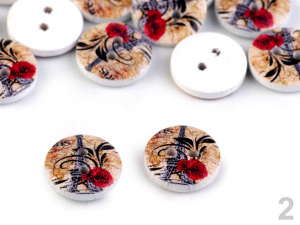 Dřevěný dekorační knoflík Paříž