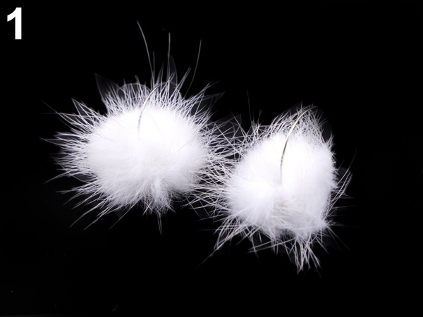 Náušnice z nerezové oceli kruhy s kožešinou