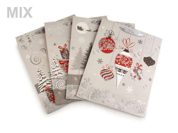 Dárková taška velká vánoční s glitry