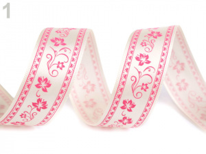 Saténová stuha květy šíře 25 mm