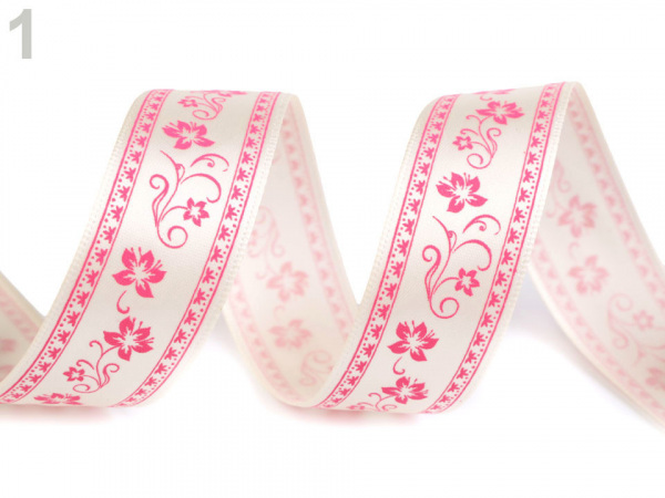 Saténová stuha květy šíře 25 mm