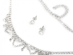 Svatební štrasová souprava s perlami - jablonecká bižuterie