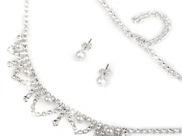 Svatební štrasová souprava s perlami - jablonecká bižuterie