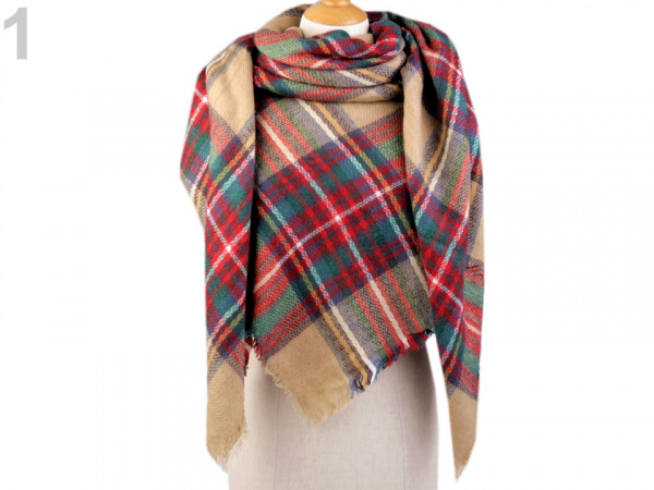 Velký teplý šátek / pléd 145x145 cm