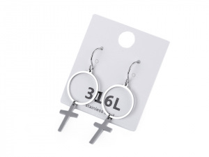 Náušnice z nerezové oceli křížek