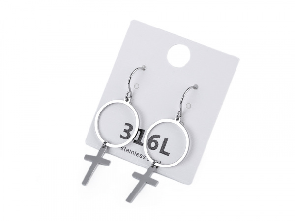 Náušnice z nerezové oceli křížek