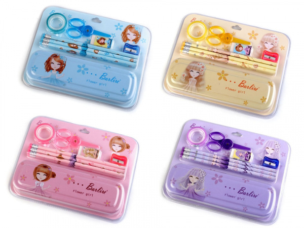 Dívčí kovový penál s výbavou