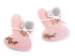 Textilní aplikace / nášivka zajíc s kamínkem