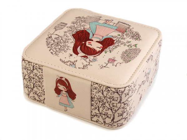 Malá šperkovnice s potiskem 6x14x14 cm
