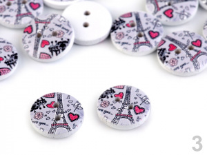 Dřevěný dekorační knoflík Paříž