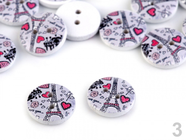 Dřevěný dekorační knoflík Paříž